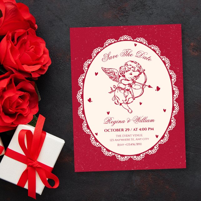 Reserve A Data Casamento de anjo cupido vintage (Criador carregado)