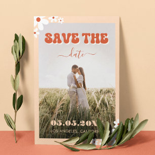 Reserve A Data Casamento de Anos setenta de Groovy Daisy Retro Hi