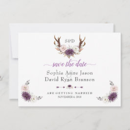 Reserve A Data Casamento de Antílope Floral Bege Lavanda Branco