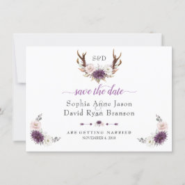 Reserve A Data Casamento de Antílope Floral Bege Lavanda Branco