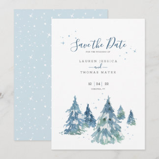 Reserve A Data Casamento de Aquarela de Árvore Evergreen de inver