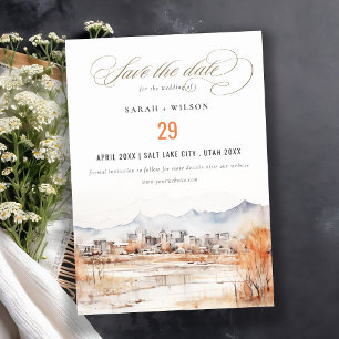 Reserve A Data Casamento de Aquarela de Utah, no lago de sal míni
