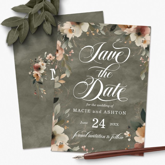 Reserve A Data Casamento de Aquarela do Whisper Elegance Sage (Step into a world where love and nature intertwine, with our Ethereal Elegance Save the Dates.)