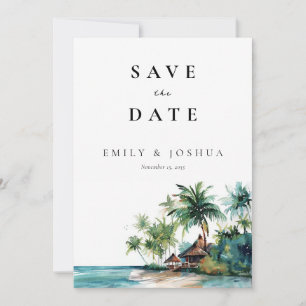 Reserve A Data Casamento de Aquarela Tropical de Praia