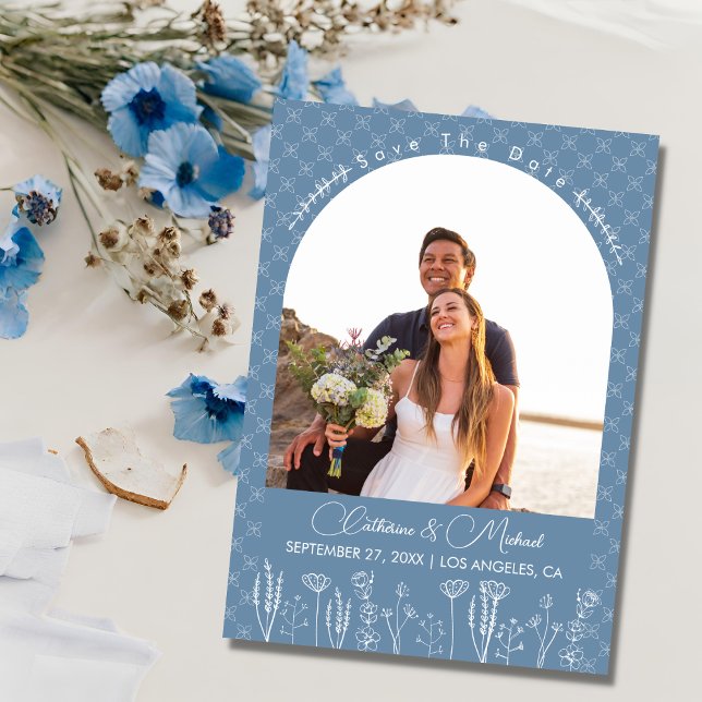 Reserve A Data Casamento de Arca Boêmia de Dusty Blue (Criador carregado)