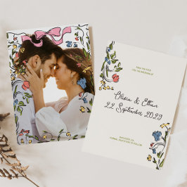 Reserve A Data Casamento de Arco Floral Desenhado à Mão