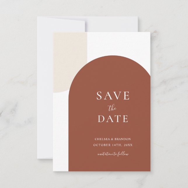 Reserve A Data Casamento de Arquitetura Rústica Terracota Boho Mí (Frente)