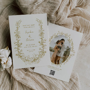 Reserve A Data Casamento de Arte em Linha Floral Rustic Vintage