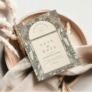 Reserve A Data Casamento de Arte Nouveau com Arco Esmagador Botân