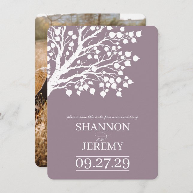 Reserve A Data Casamento de Árvore Dusty Rosa Aspen (Frente/Verso)