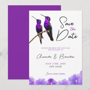 Reserve A Data Casamento de Aves de Humidade e Petais Roxas Chic