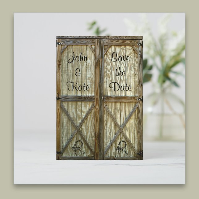 Reserve A Data Casamento de Barn Door Ocidental Salve a Data (Criador carregado)