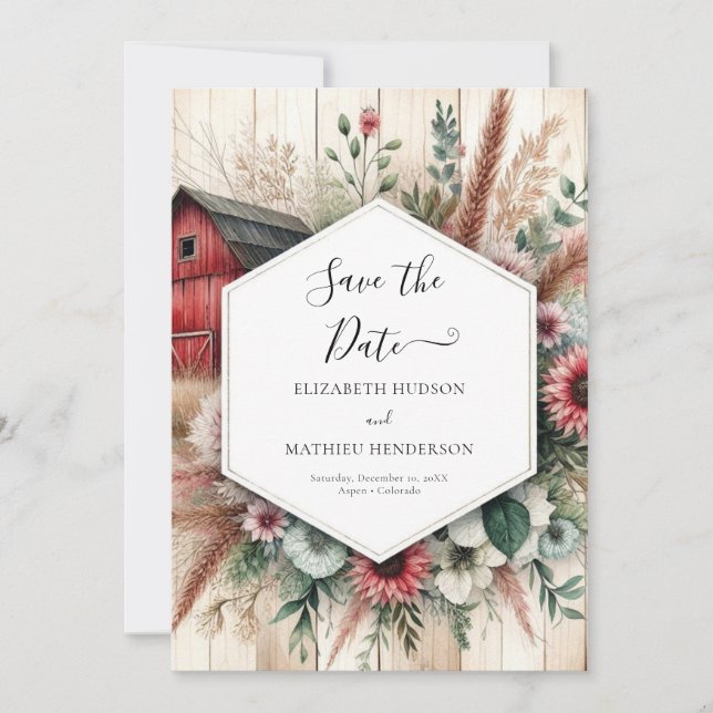 Reserve A Data Casamento de Barnyard, fazendeiro moderno (Frente)