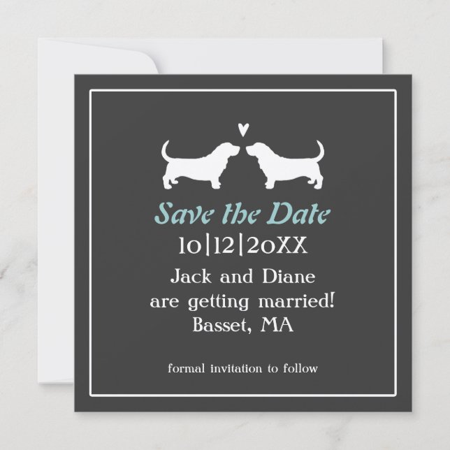 Reserve A Data Casamento de Basset Hounds Salve a Data (Frente)