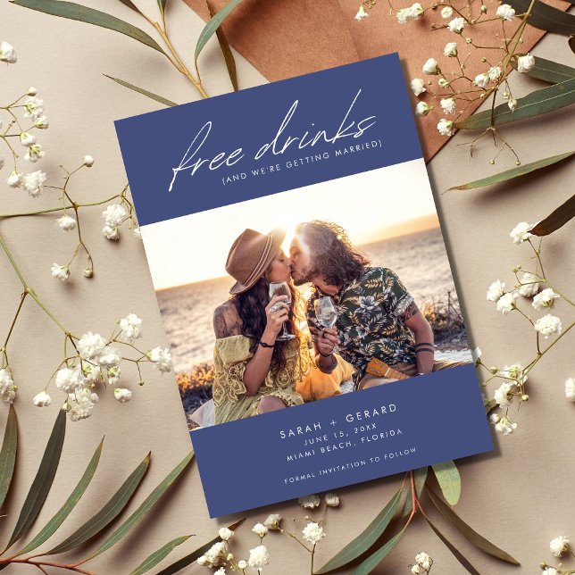 Reserve A Data Casamento de Bebidas Livres de Foto Chic Moderna (Criador carregado)