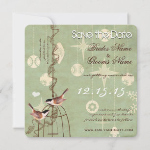 Reserve A Data Casamento de BirdCage de Feriado Retro Salve a Dat