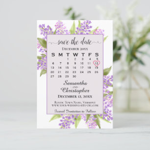 Reserve A Data Casamento de Boho de Lavanda de Lilases e Calendár