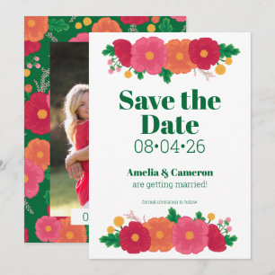 Reserve A Data Casamento de Bold Blooms Salvar a Data