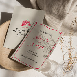 Reserve A Data Casamento De Brincadeira Retrópica Com Desenho Esc