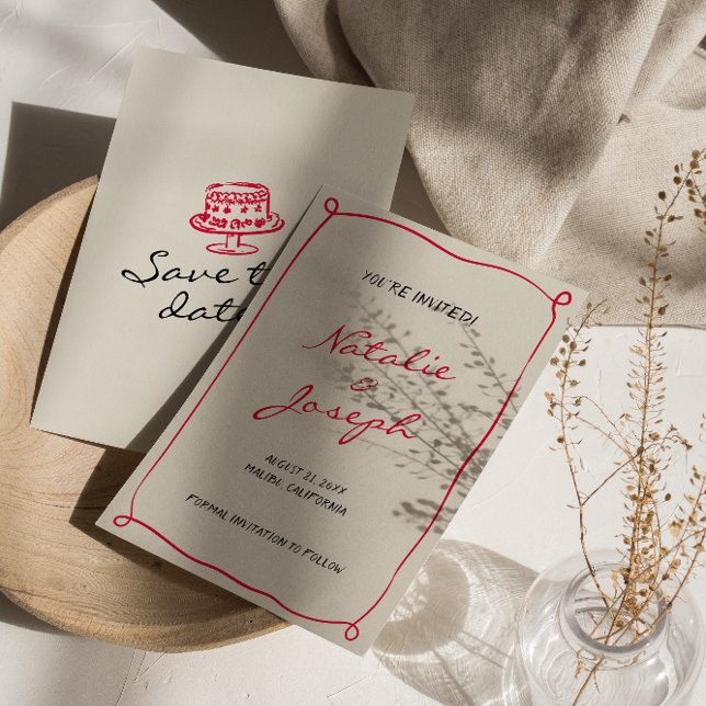 Reserve A Data Casamento De Brincadeira Retrópica Com Desenho Esc (Criador carregado)