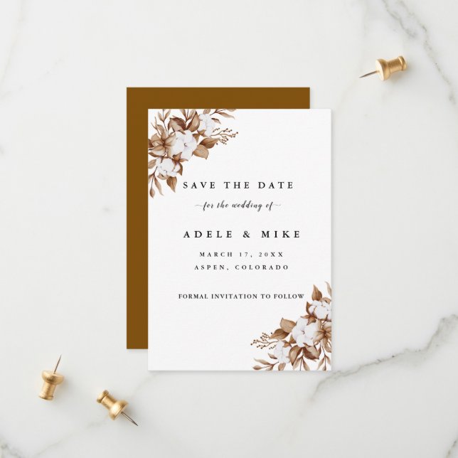 Reserve A Data Casamento de Buquê de Grama Mínimo Moderno Pampas (Frente/Verso In Situ)