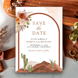 Reserve A Data Casamento de Cacto no Deserto Floral de Terracota 