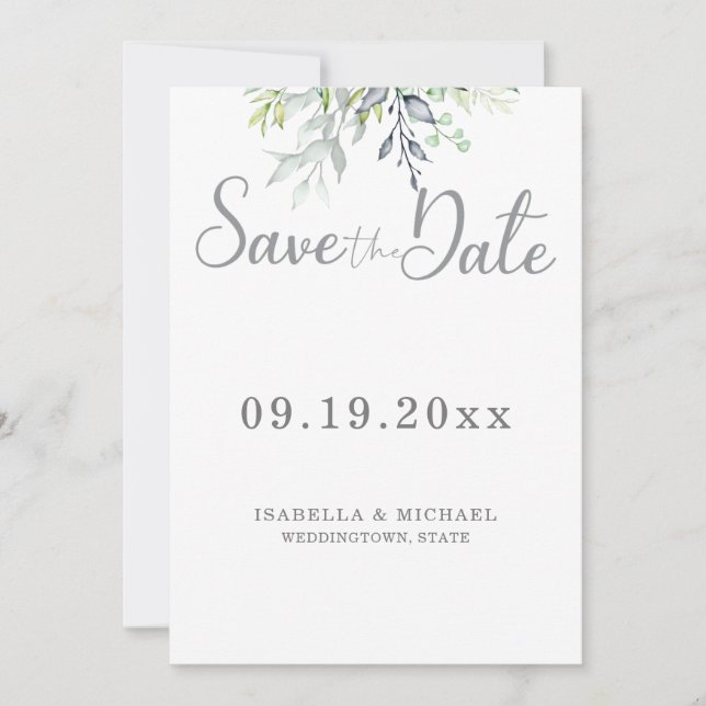 Reserve A Data Casamento de Caligrafia Botânica Save the Date (Frente)