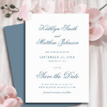 Reserve A Data Casamento de Caligrafia Clássica Dusty Blue Elegan<br><div class="desc">Casamento de Caligrafia Clássica Elegante Azul Dusty Salve o Cartão de Data. Celebre seu dia especial com este elegante e belo design de convite para casamento para embelezar sua ocasião especial. Todos os textos estão pré-organizados para que você personalize fácil e rapidamente com seus próprios detalhes.</div>