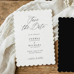 Reserve A Data Casamento de Caligrafia com Borda Recortada Modern
