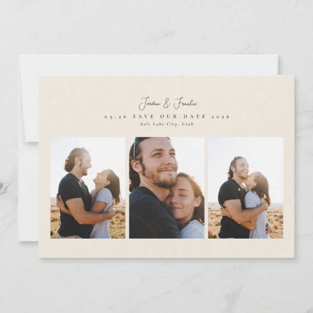 Reserve A Data casamento de caligrafia com script de colagem mode (Frente)