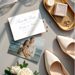 Reserve A Data Casamento de Caligrafia com Script de Foto Moderno
