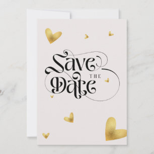 Reserve A Data Casamento de caligrafia de coração dourado suave 