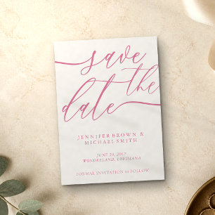 Reserve A Data Casamento de Caligrafia de Foto em Tom Pastel Rosa