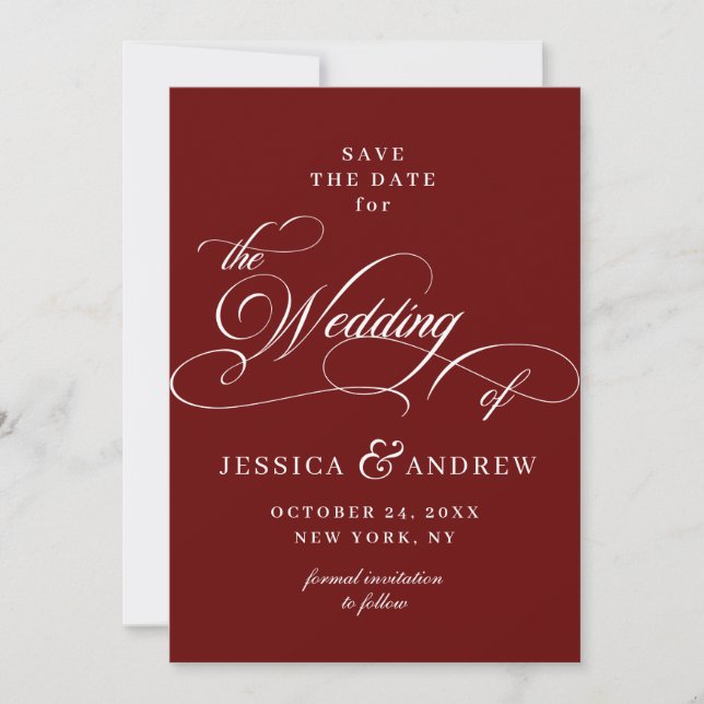 Reserve A Data Casamento de Caligrafia Elegante Simples Salve a D (Frente)
