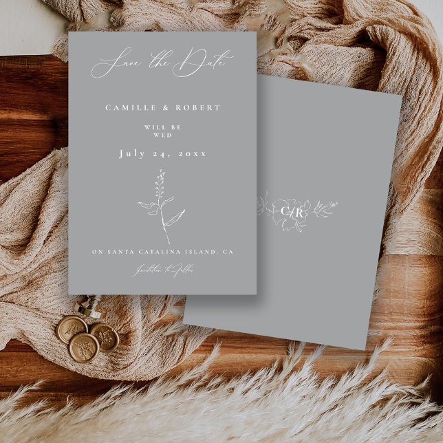 Reserve A Data Casamento de Caligrafia Floral Minimalista Moderna (Criador carregado)