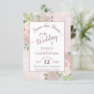 Reserve A Data Casamento de Caligrafia Floral-Rosa Mauve