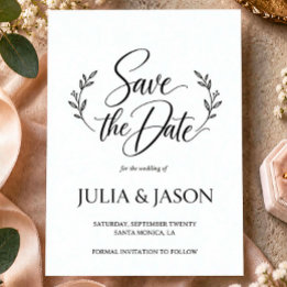 Reserve A Data Casamento de Caligrafia Minimalista Moderna Save t