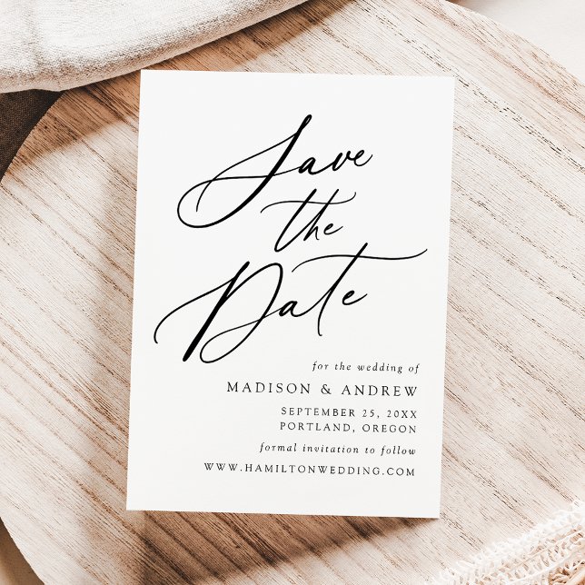 Reserve A Data Casamento de Caligrafia Negra Elegante (Criador carregado)