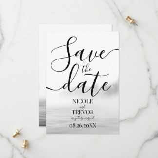 Reserve A Data Casamento de Caligrafia Personalizado Preto e Bran