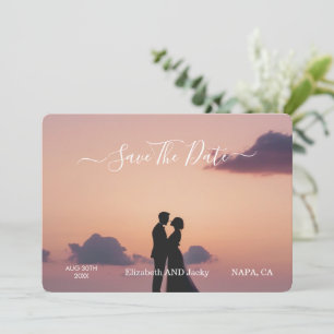 Reserve A Data Casamento de Caligrafia Preto e Branco Clássico e