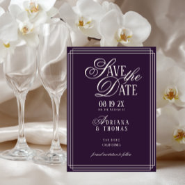 Reserve A Data Casamento de Caligrafia Roxa de Luxo