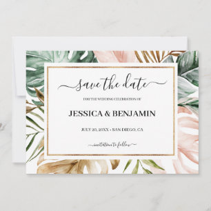 Reserve A Data Casamento de Caligrafia Tropical Salva a Data