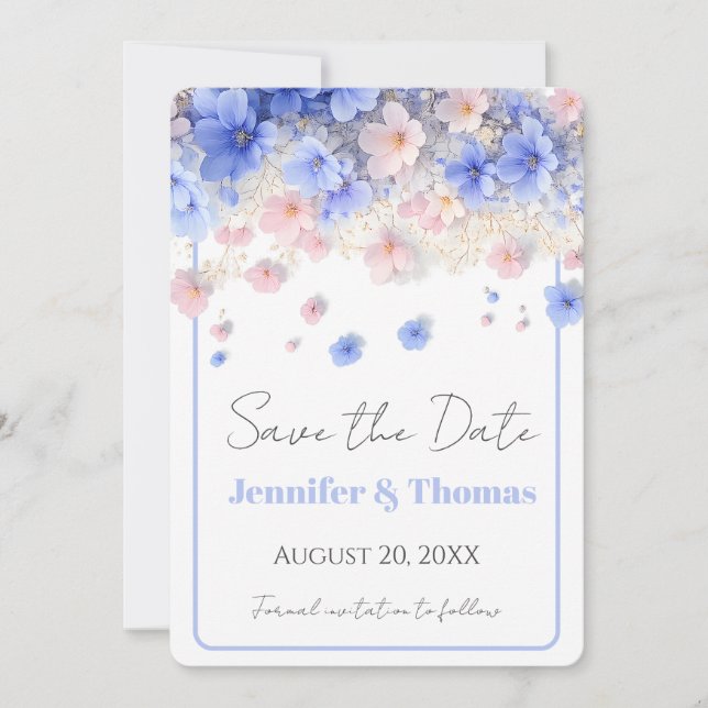 Reserve A Data Casamento de Campo Pastel Romântico com Flores Sil (Frente)
