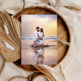 Reserve A Data Casamento de casal com foto de pôr do sol na praia