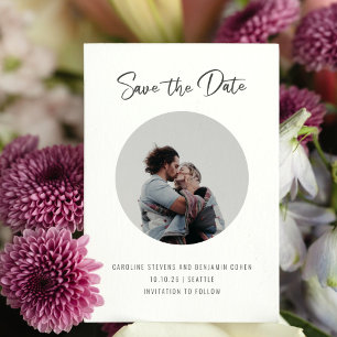 Reserve A Data Casamento de Casal Foto Círculo Roteiro Minimalist