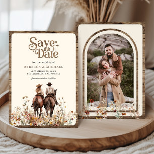Reserve A Data Casamento de Casal Western Boho Cavalgando Cavalo 
