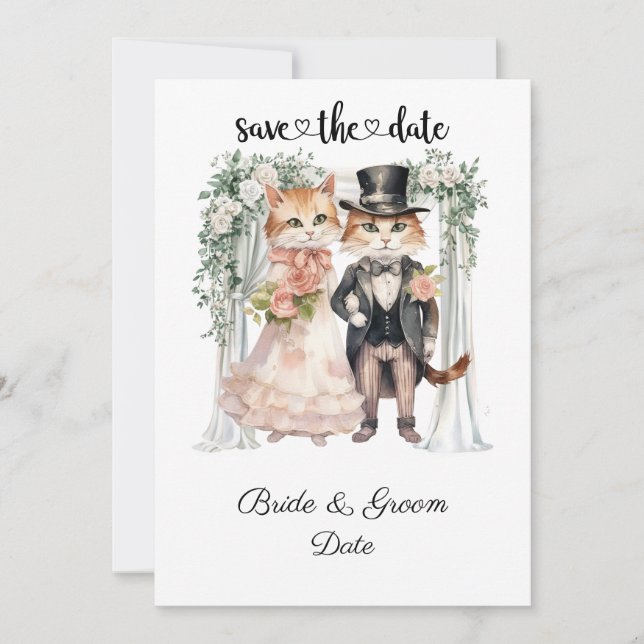 Reserve A Data Casamento de Cat com Noiva e Noiva (Frente)
