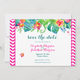 Reserve A Data Casamento de Chevron Floral Tropical Berry Pink Te