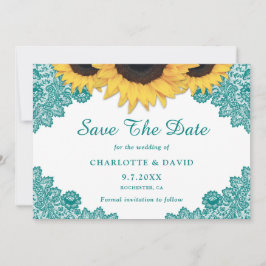 Reserve A Data Casamento de Chic Sunflower em Teal Rustic