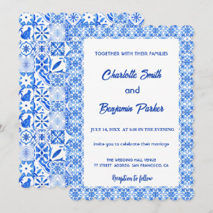 Reserve A Data Casamento de chinoiserie Elegante Blue Flor